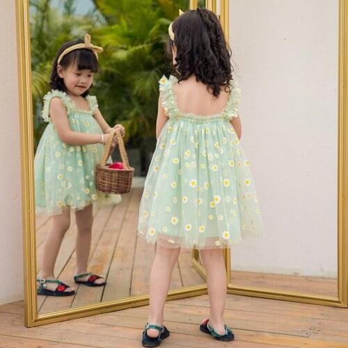 Toddler Girl Clothes Kids Dresses for Baby Girls Floral Princess Sling Dresses Tutu Summer Outfits Embroidery Dress 0-9Yrs CL397