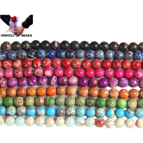 OMH Wholesale JD70 46 8 10 12mm Natural Jewelry DIY Making Bracelet Necklace Natural AAA Imperial Stone Loose Spacer Round Beads