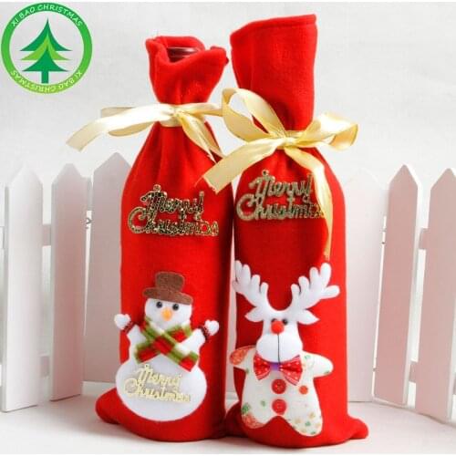 Christmas decoration with tassel Non-woven fabric Wine bottle covers Hotel home festival Birthday party Decor