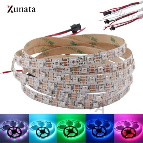 DC5V WS2812B LED Strip SMD5050 Light Smart Led Pixel Strip Waterproof IP21 IP65 Light Lamp Fixture 30 60 LEDs Tape Rope 1M 5M