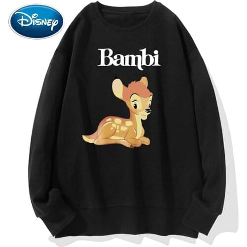 Disney Sweatshirt Bambi Deer Cartoon Print Cute Couples Unisex Women Sweatshirt O-Neck Pullover Long Sleeve Tops S - 3XL 9 Color