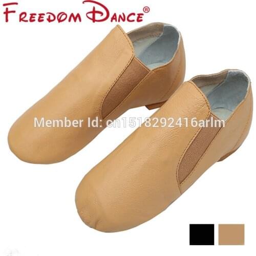 Pig Leather Twin Stretch Gores Split-on Jazz Dance Shoes Ballet Practice Shoes Kongfu Shoes For Teenagers And Adult