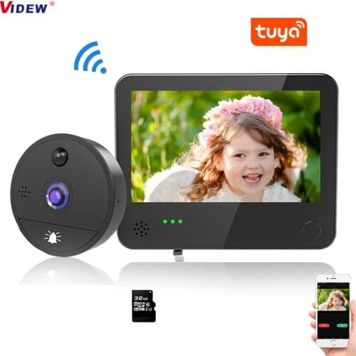 VIDEW 1080P WiFi Video Doorbell Peephole Camera Door Bell Viewer 180 Degree Motion Detection Tuya APP Remote Control for Home