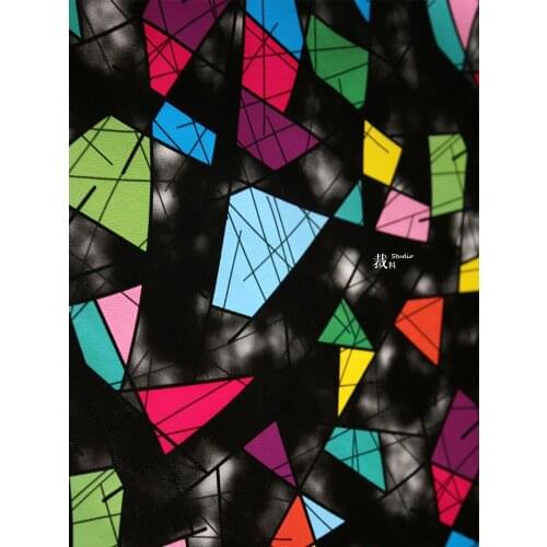 Tpu Geometric Waterproof Leather Fabric ,perspective designer cloth fabric Wedding Dress Tulle Material fabrics for patchwork