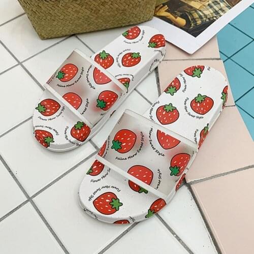 Women Fruit Print Soft Soles Flat Anti-slip Slippers Shoes for Beach