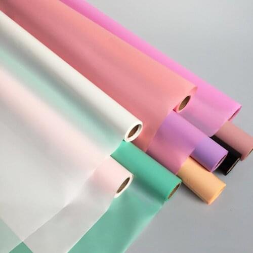10m*58cm One Roll Flower Wrapping Paper Waterproof Solid Color Plastic Roll Matte Paper