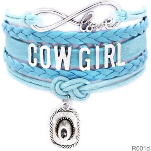 10pcs/lot WestWorld Cowgirl Love girls Bracelets Cowgirl Bracelet Sports Suede pu Leather Cheer Bracelets for women