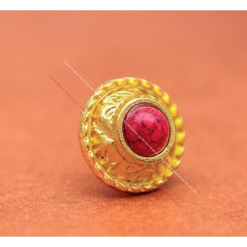 10x Gold Red Turquoise Flower Leathercraft Saddle Tack Belt Collar Concho 12mm