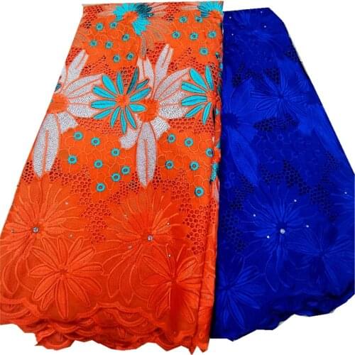 2.5+2.5Yards Swiss Lace Fabric 2021 Dubai Embroidery African 100% Cotton Dry Lace Fabrics Swiss Voile Lace In Switzerland k19-49