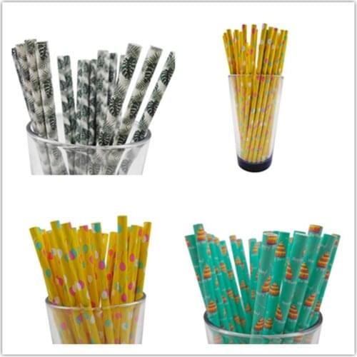 25pcs/pack Fruit cake ballons Paper Straws for Birthday Wedding Decorative Party Supplies Creative Drinking Straws