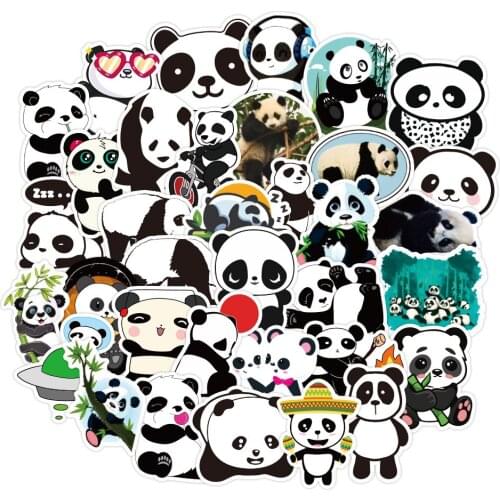 50pcs/set Cute Panda Stickers PVC Cartoon Animal Dog Hamster Sloth Alpaca Cobra Butterfly Panda Decals Laptop Computer Stickers
