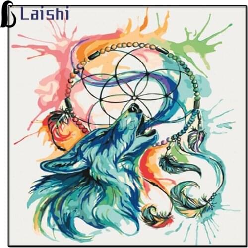 5D diy embroidery pattern mosaic colorful Wolf Dream Catcher diamond painting Full drill craft cross stitch kits room decors