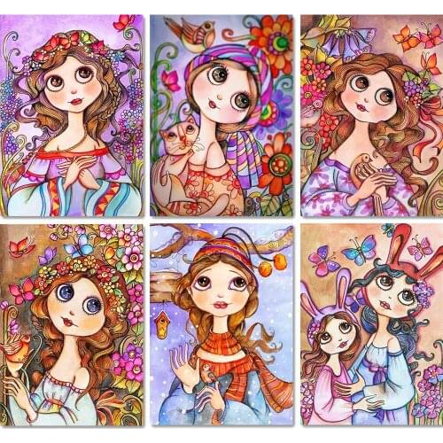 Diamond Painting New Product Strange Cartoon Girl 5D Diamond Inlaid Diamond Embroidery Full Cross Stitch Kit for Home Decoration