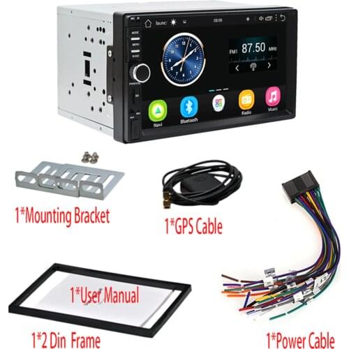 Car GPS Navigation 2 Din Android Online Offline Map Vehicle Head Unit Auto Radio AM/FM Steering Wheel Control Bluetooth Wi-Fi 7