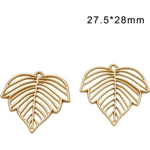 20pcs/Lot 27.5*28mm Gold Color Hollow Out Maple Leaves Shape Charms Pendants for Jewelry Making DIY