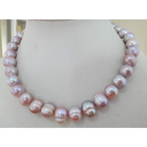 Baroque 12-13mm south sea lavender pearl necklace 18"14K Gold Clasp