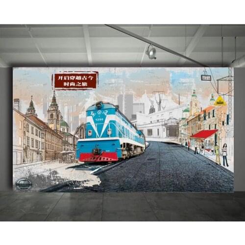Free shipping 3d wallpaper custom photo mural on the wall HD tram retro street scenery home decor wall paper for living room