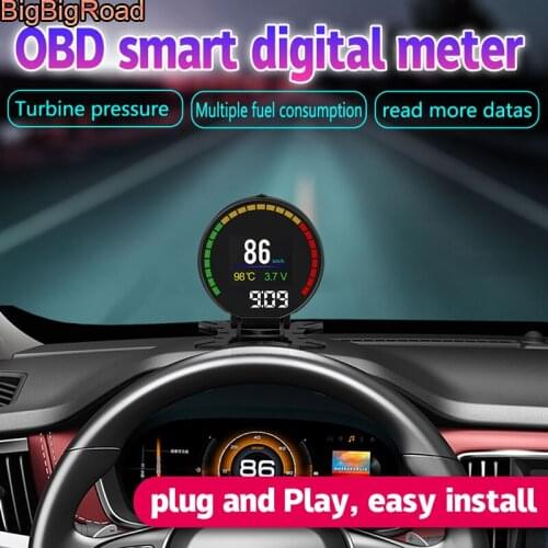 BigBigRoad Car OBDII 2 or EUOBD Interface HUD Head Up Display Digital Speedometer Windscreen Projector Overspeed Warning