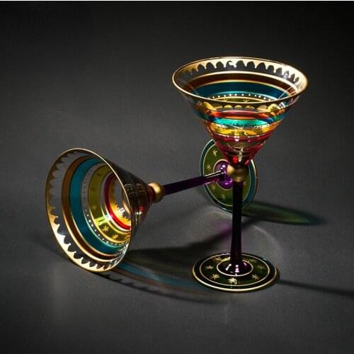 Hand Painted Red Wine Glass Goblet Household Glass Wine Set Creative Cocktail Cup Bar Goblet Color Painting