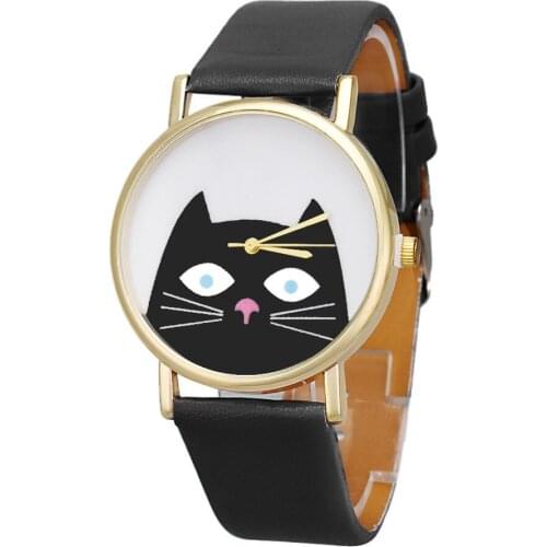 New Fashion Women Watches Montre Femme Casaul Cat Pattern Leather Band Quartz Watches Women Relogio Feminino Bayan Kol Saati