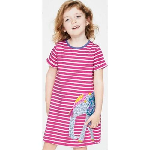 Kids Casual Dress For Girls Princess Short Sleeve Dress Cotton Costume Summer Embroidery Dresses Striped Children Vestidos 2021