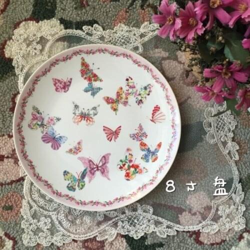 European afternoon tea set butterfly pattern dessert plate milk cup oatmeal bowl