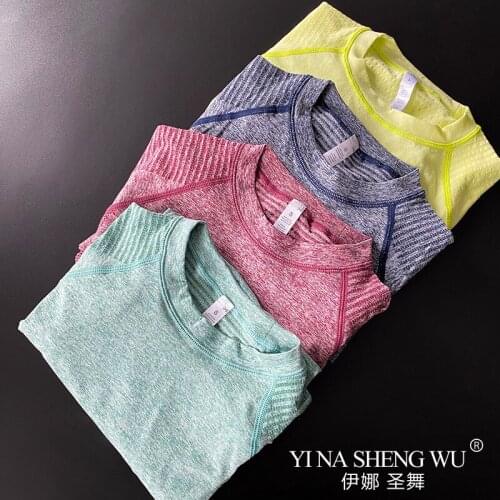 Yoga Shirts Long Sleeve Solid Color Seamless Women Fitness Crop Top Workout Tops Gym Clothes Sportswear Running Slim T-shirts