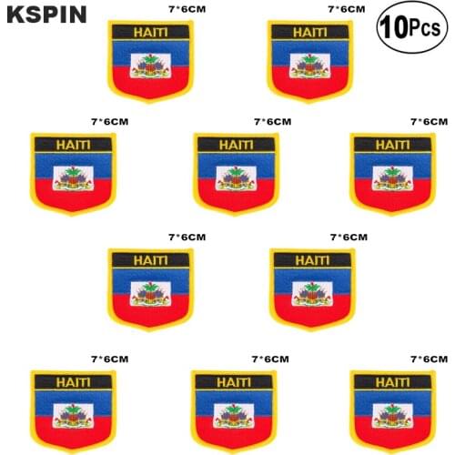 Haiti Flag Embroidery Patches Iron on Saw on Transfer patches Sewing Applications for Clothes in Home&Garden