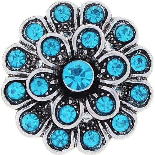 Jayna Lee 20mm Sky Blue Crystal Flower Ginger Snap Charm Pops Fit Snaps Interchangeable Jewelry for women men gifts GJS1015