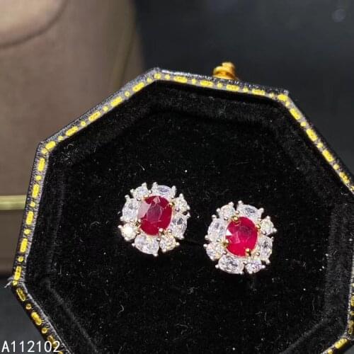 KJJEAXCMY fine jewelry 925 sterling silver inlaid natural ruby Girl fashion Chinese style flower earrings support test