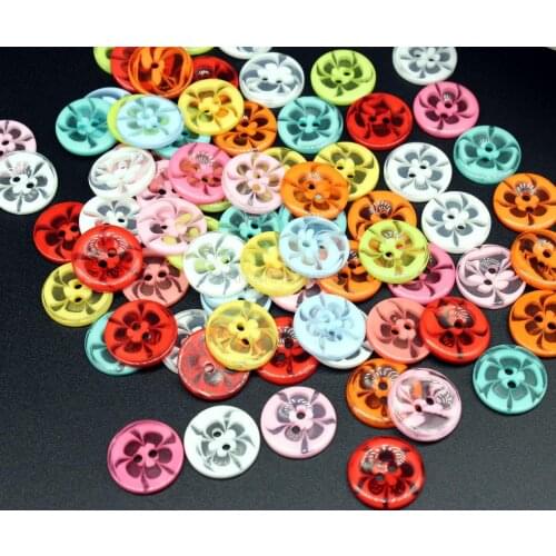 500pcs 20mm 2 holes Round Transparent Millifiori Style mix color Clear Flower Buttons . flat adorable Flower Beads