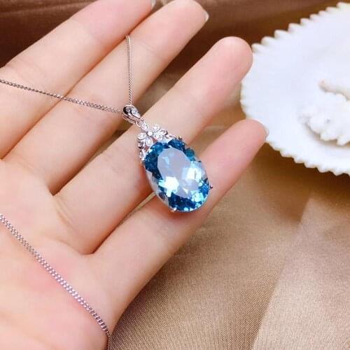 100% Real Natural Topaz Pendant Natural And Real Topaz Necklace 925 sterling silver Fine jewelry Toapz Pendant