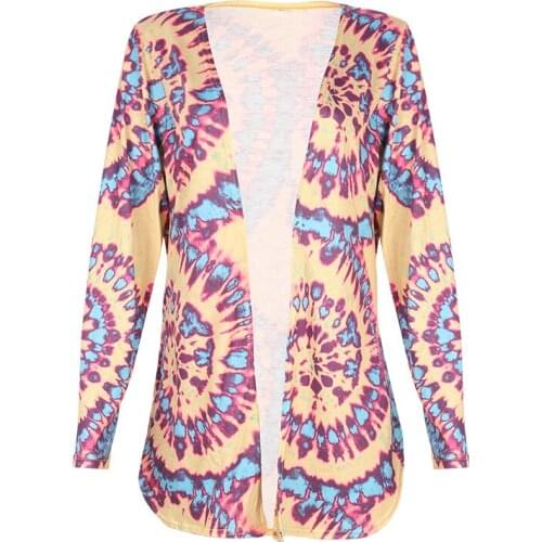 Summer New Printed Long-sleeved Cardigan Casual Womens Top Womens Jacket Open Stitch