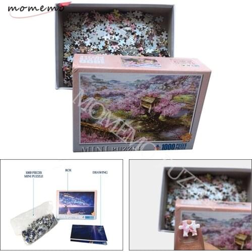 MOMEMO Beautiful Sakura Puzzle 1000 Pieces Puzzle Toys for Adults Wooden Landscape Jigsaw Puzzle DIY Assembling Puzzles Toys
