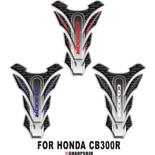 Motorcycle personality 3D fuel tank pad protective stickers fish bone modification stickers fit honda cb300r