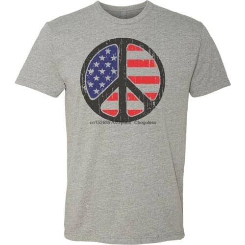 Peace Sign American Flag USA Sublimation Mens Tee Shirt