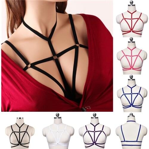 Gothic color underwear female body strap sexy cross bra adjustable top festival costume daily carnival wear