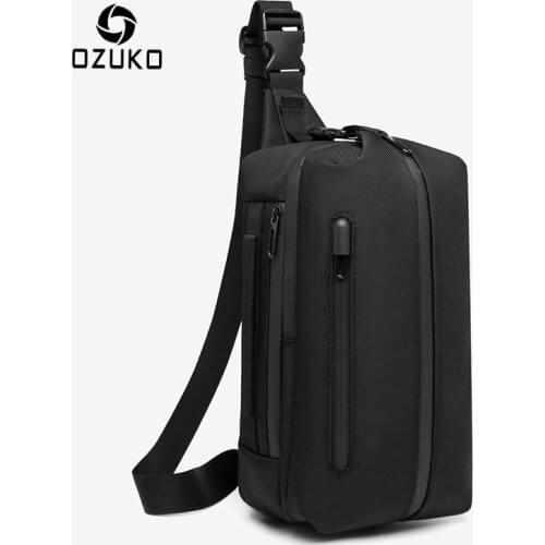 OZUKO Men Crossbody Bag USB Charging Waterproof Sling Bag Outdoor Sports Chest Pack for Teenager Male Messenger Shoulder Bags