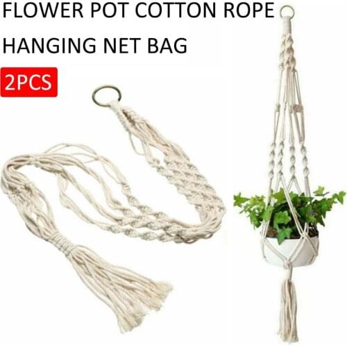 Macrame Plant Hanger Garden Hanging Planter Flower Pot Basket Rope Holder Decor Flower Pot Hanging Rope With Hooks