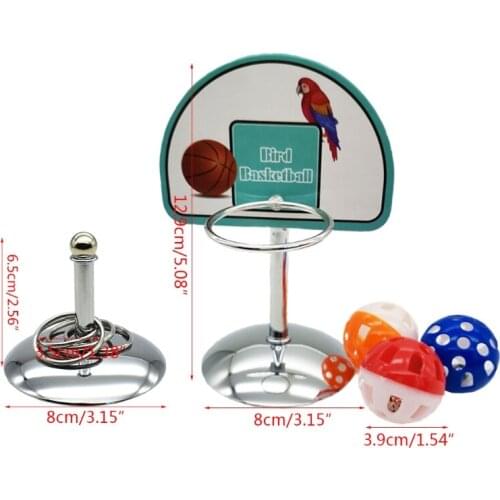 Pet Parrot Basketball Hoop Props Puzzle Game Chew Play Toys Parakeet Bells Balls B2QB