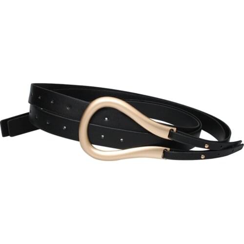 VKBN 2020 Women Belts Metal Circle PU Leather Holes Wide Cross Waist Belt for Woman Belts for Dress