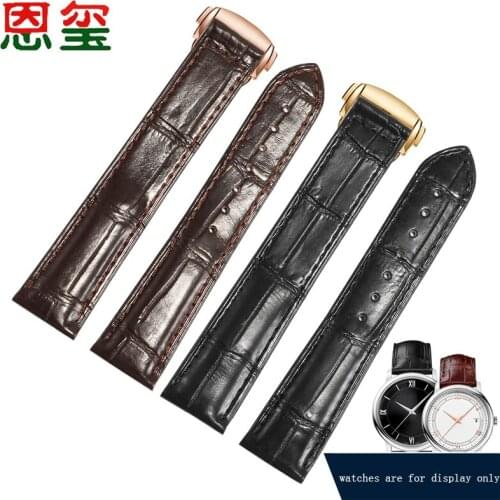 Crocodile Leather Watchband 19 20 21 22mm Black Brown Bracelet For Speedmaste DE VILL Series Folding Buckle Accessories