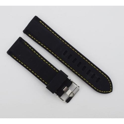 Popular Design Vintage Soft Eco-friendly Silicone watchbands 24mm Black rubber watch band Strap Sports Watch Strap