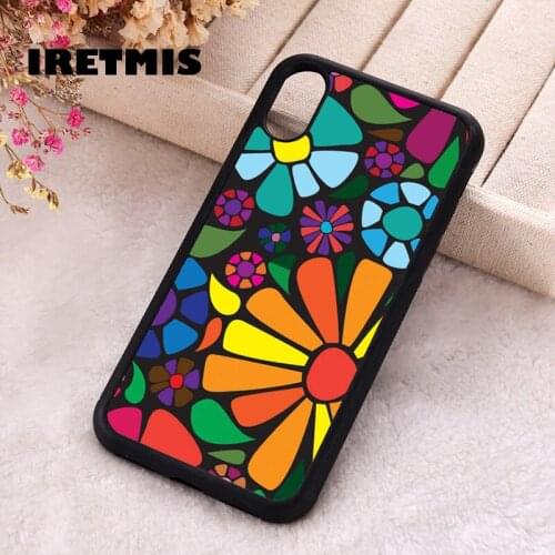 Iretmis 5 5S SE 2020 Phone Cover Case for iPhone 6 6S 7 8 Plus X Xs XR 11 12 Mini Pro Max Rubber Silicone Colorful Flower Power