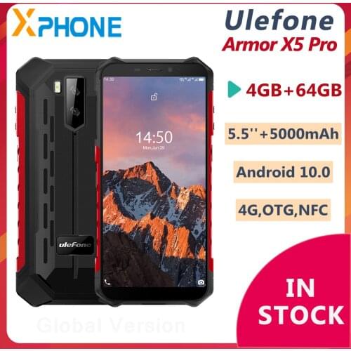 Ulefone Armor X5 Pro Rugged Phone 4GB 64GB Face ID 5000mAh 5.5 inch Android 10.0 Octa Core 4G Network NFC Smartphone