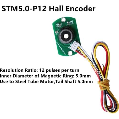 STM5.0-P12 Double Hall Encoder Code Plate Magnetic Induction Rotation Speed Direction Sensor Use to Steel Tube DC Motor
