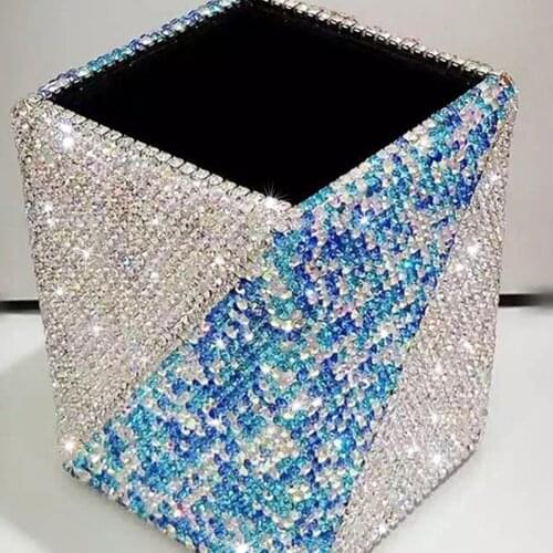 Rhinestone Creative Fashion Containers Storage for Home for Car Decoration Storage Supplies Round Square Bling Crystal Container