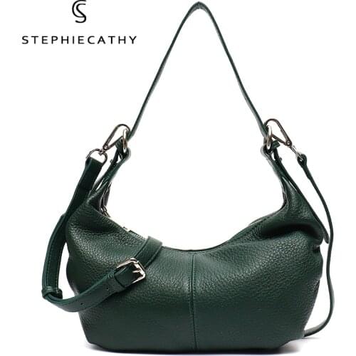 SC Daily Design Handbags Women Genuine Leather Hobo Fashion Baguette Bag Ladies Real Leather Casual Shoulder Crossbody Bag Purse