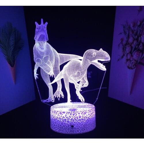 Dinosaur Series Two Dinosaurs Roar 3D LED Lamp Acrylic Light Guide Plate for Couple Children Festival Birthday Gift Night Light