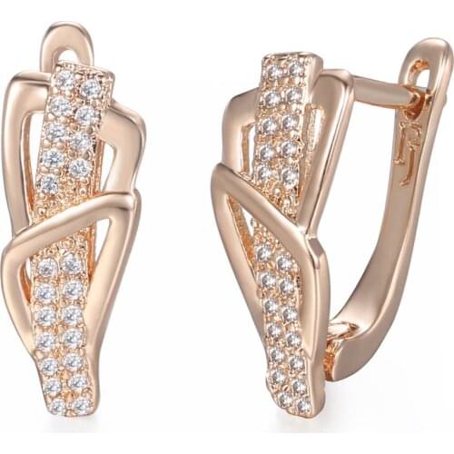 Drop Dangle Earrings for Women 585 Rose Gold Filled Valentine Gifts Elegant CZ Earrings Simple Fashion Jewelry LGE156B